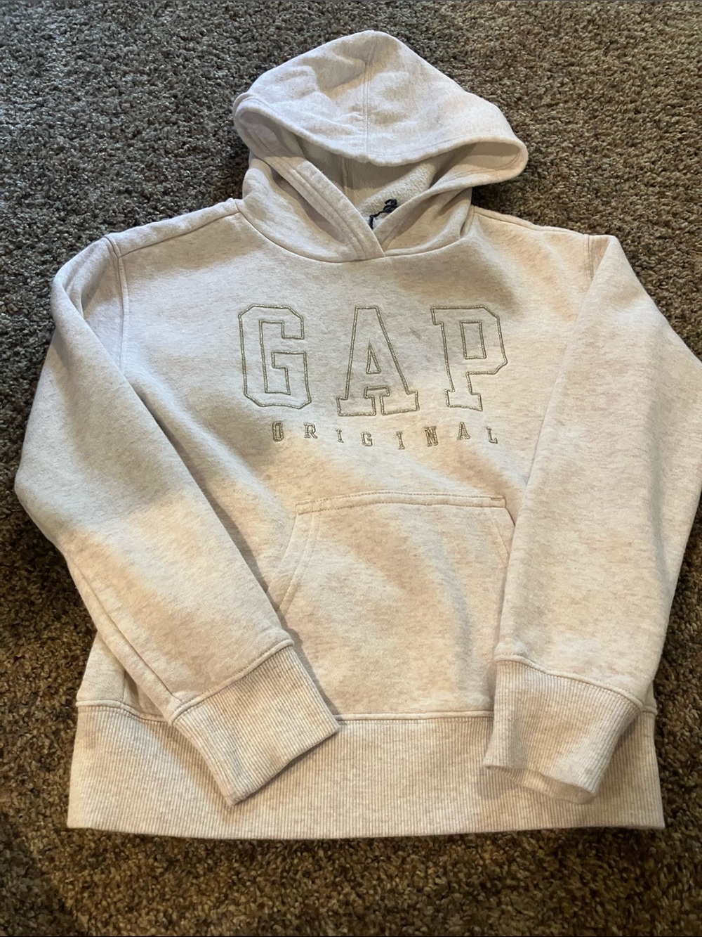 GAP Light Gray Hooded Sweatshirt with Embroidered Logo